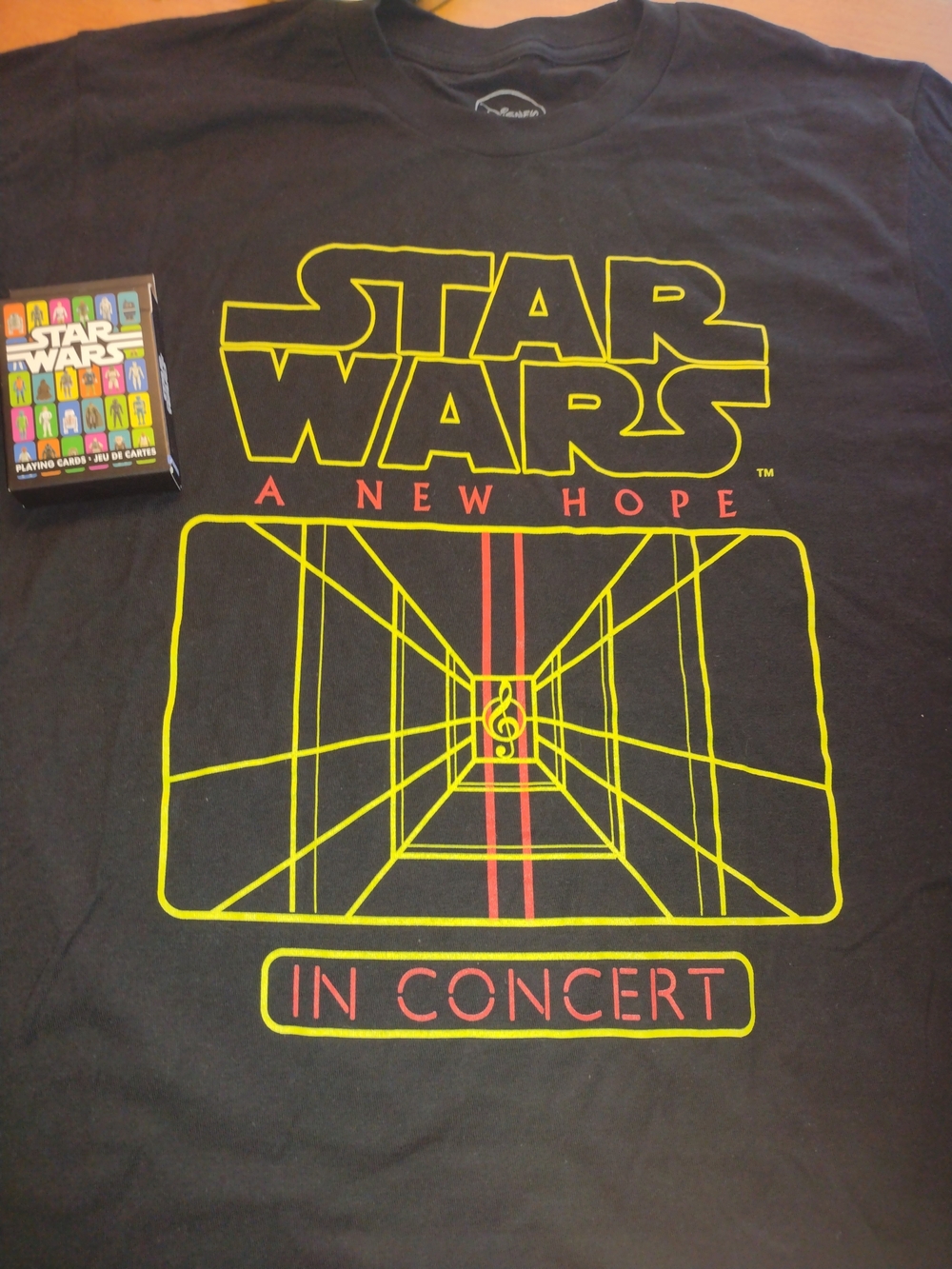 Star Wars Black T-Shirt with Yellow and Red Graphic - A New Hope In Concert